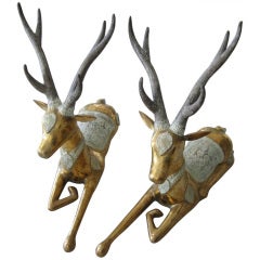Pair of Persian Brass Stags Pair of Persian Brass Stags