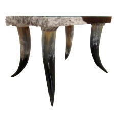 Bull Horn Occasional Table with Cow Hide Top