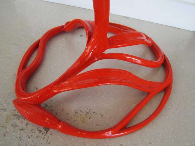 Pair of Orange Arthur Court Flower Side Tables 2
