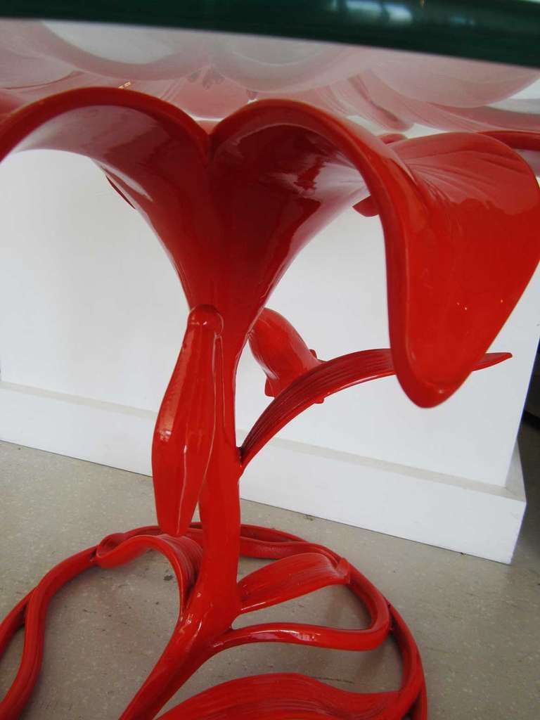 Mid-Century Modern Pair of Orange Arthur Court Flower Side Tables