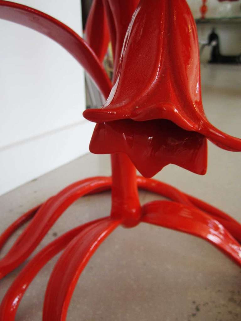 Pair of Orange Arthur Court Flower Side Tables 1
