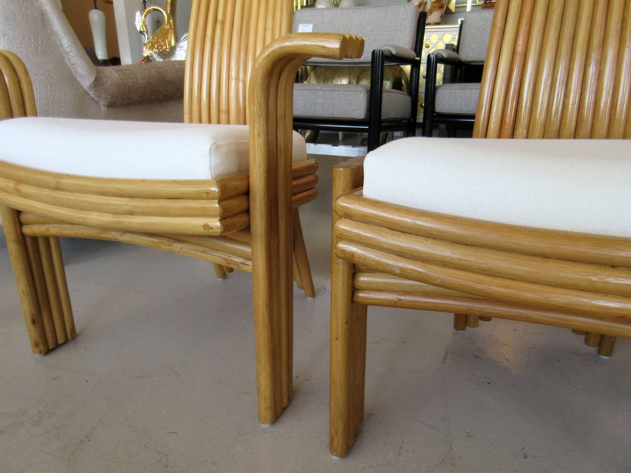 Set of Six Rattan McGuire High Back Chairs 1