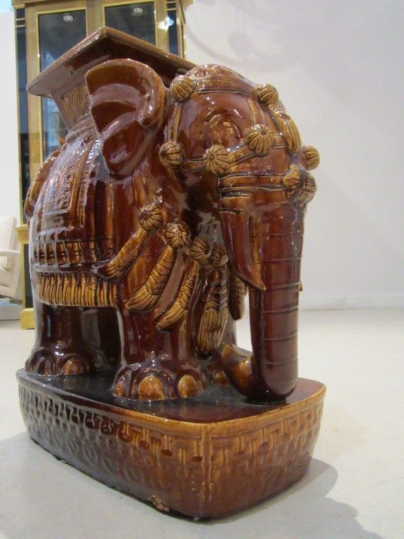 Pair of Brown Terracotta Elephant Garden Seats For Sale 4