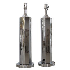 Pair of Vintage Chrome Italian Lamps