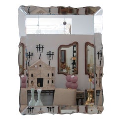 Vintage Hollywood Regency Mirror with Scallop Edge