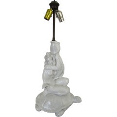 Vintage Nude on a Turtle Lamp