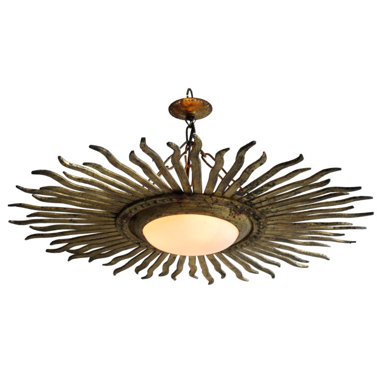 Gilt Sunburst Light Fixture At 1stdibs