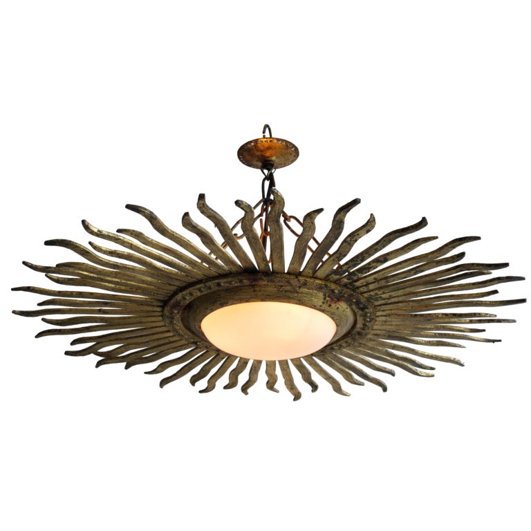 Gilt Sunburst Light Fixture