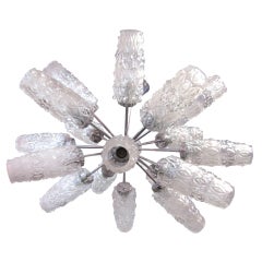 Vintage Glass and Chrome Sputnik Light Fixture