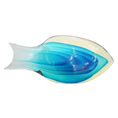 Large Blue Murano Glass Fish