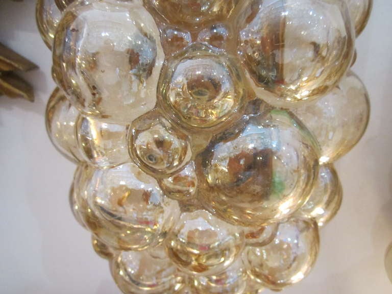 Amber Glass Bubble Flushmount Light Fixture 1