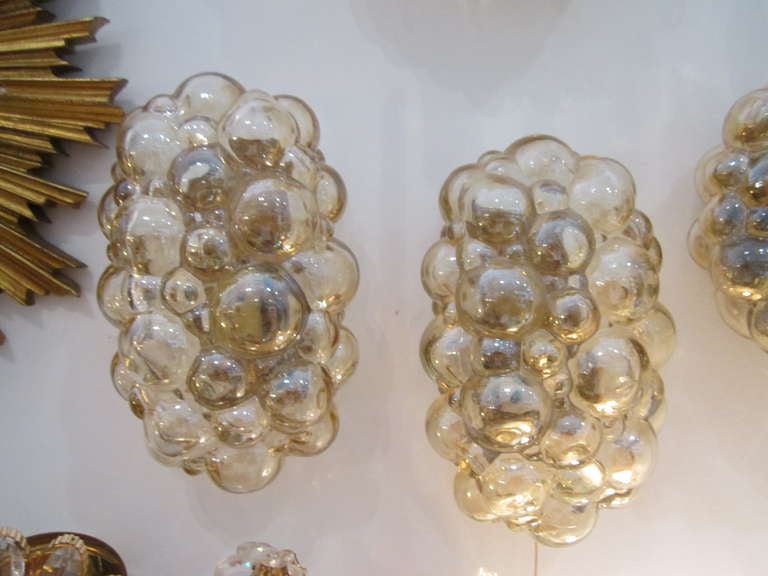 Austrian Amber Glass Bubble Flushmount Light Fixture
