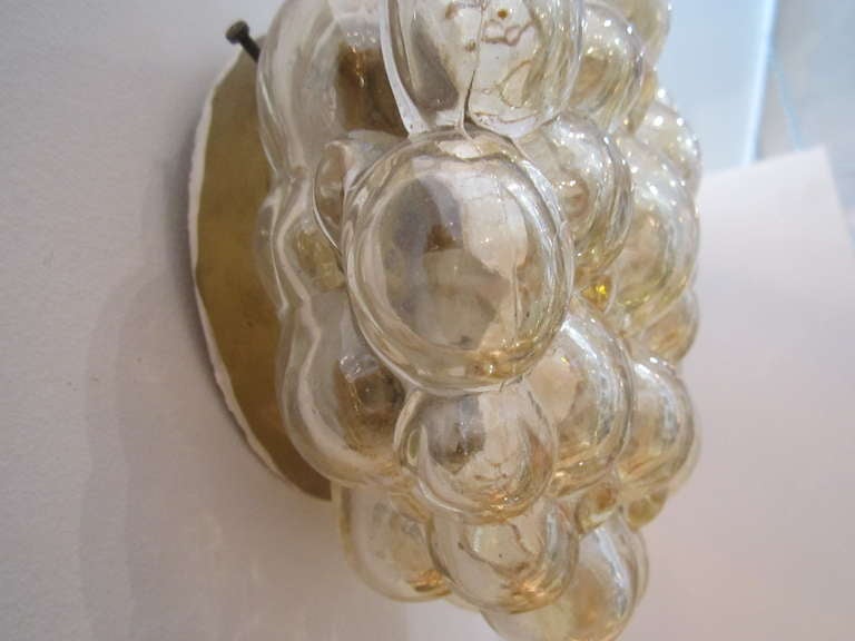 20th Century Amber Glass Bubble Flushmount Light Fixture