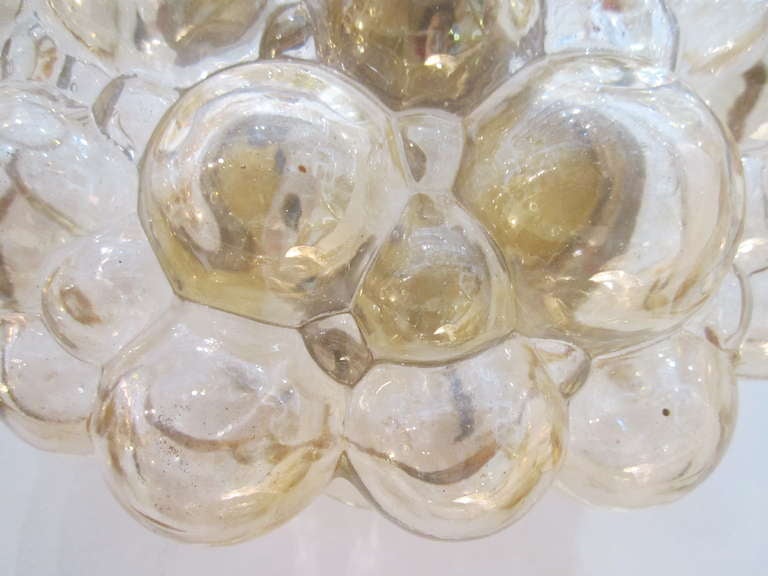 Amber Glass Bubble Flushmount Light Fixture In Excellent Condition In West Palm Beach, FL