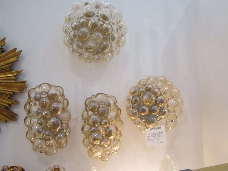 Amber Glass Bubble Flushmount Light Fixture 4