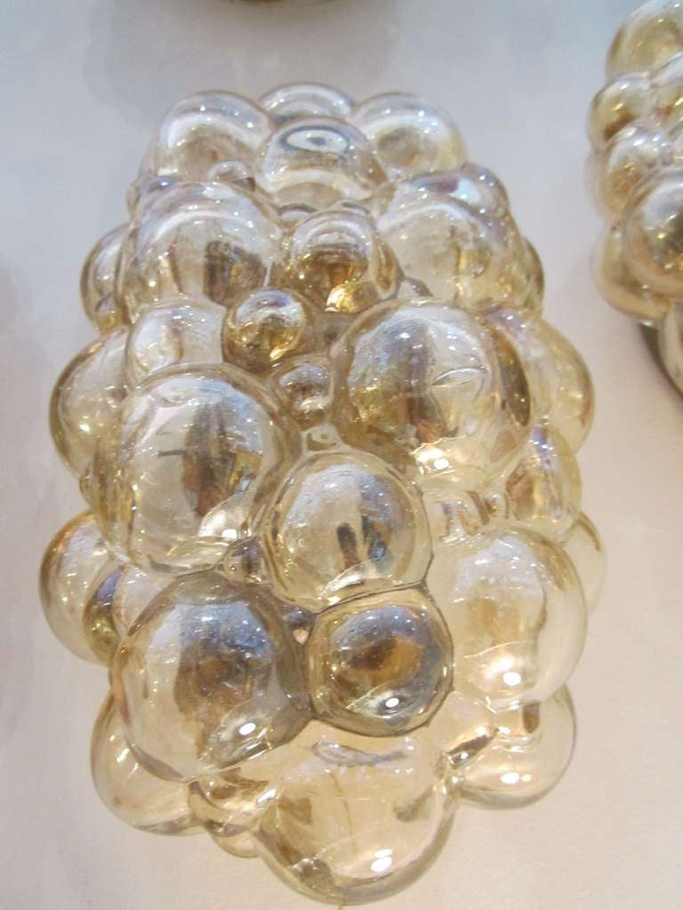 Amber Glass Bubble Flushmount Light Fixture 3