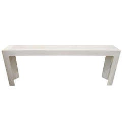 White Lacquered Mid Century Modern Skinny Console Table
