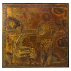 Square Acid Etched Abstract Plaque by Bernhard Rohne