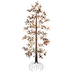 Curtis Jere Mid-Century Modern Brass Tree Wall Sculpture