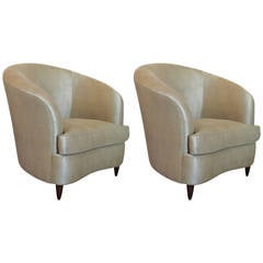 Pair of Vintage Italian Barrel Back Armchairs 5