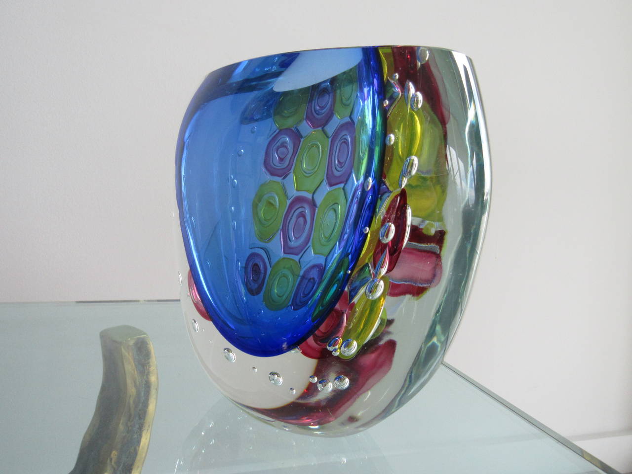 Italian Colorful Murano Vase by Schiavon