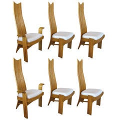 Set of Six Rattan McGuire High Back Chairs