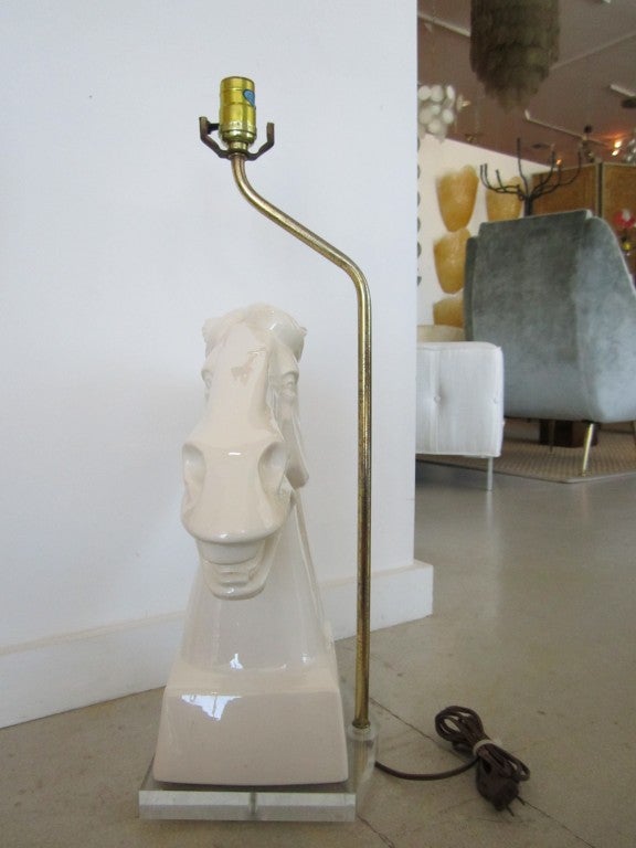 Vintage Ceramic Horse Head Lamp 2