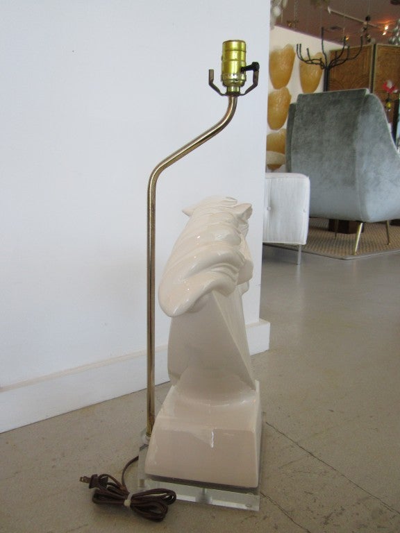 Vintage Ceramic Horse Head Lamp 3