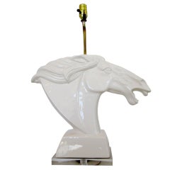 Vintage Ceramic Horse Head Lamp
