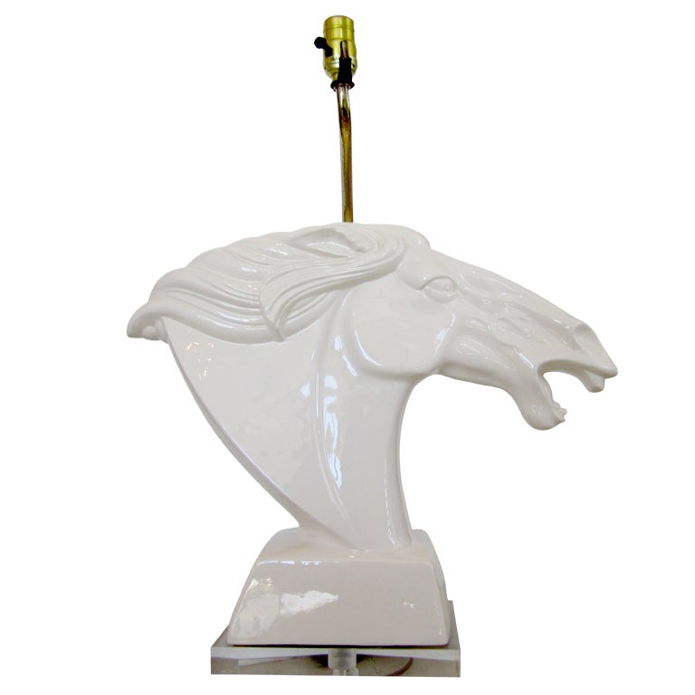 Vintage Ceramic Horse Head Lamp