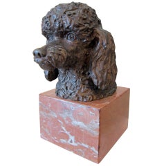 Bronze Poodle Sculpture- signed Santiago of Madrid