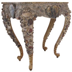 Shell Encrusted Console with Faux Marble Top