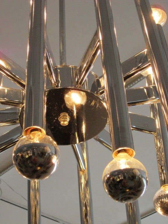 Retro  Chrome Cascading - Light Fixture - Chandelier In Good Condition In West Palm Beach, FL