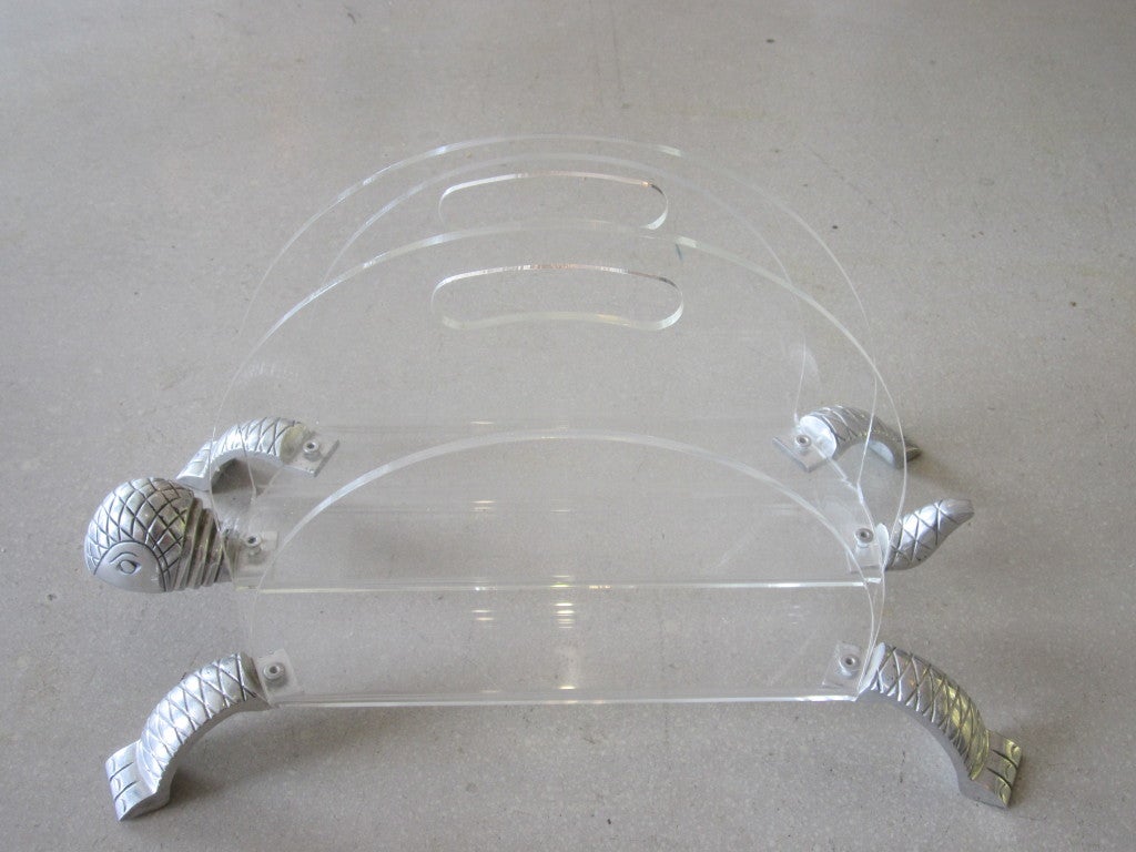 Lucite Turtle Magazine Rack For Sale 2