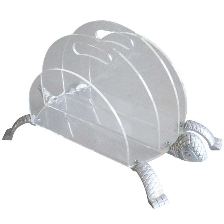 Lucite Turtle Magazine Rack For Sale