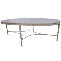 Vintage Shabby Chic Oval Coffee Table with Marble Top