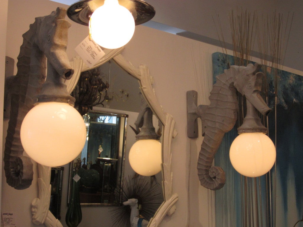 Unknown Pair of Sea Horse  Carriage Lamps