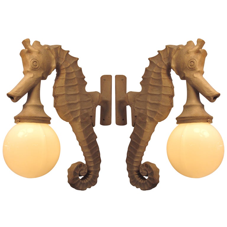 Pair of Sea Horse  Carriage Lamps