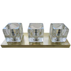 Peill & Putzler Brass and Glass Cube Light Fixture