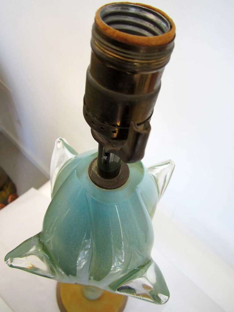 Italian Single  Vintage Murano Glass Lamp by Seguso For Sale