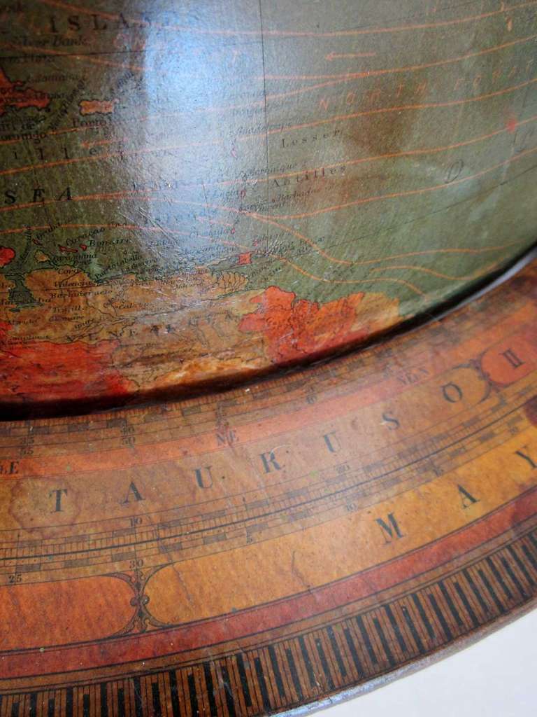 American Antique Hammond Globe with Brass Base and Glass Castors