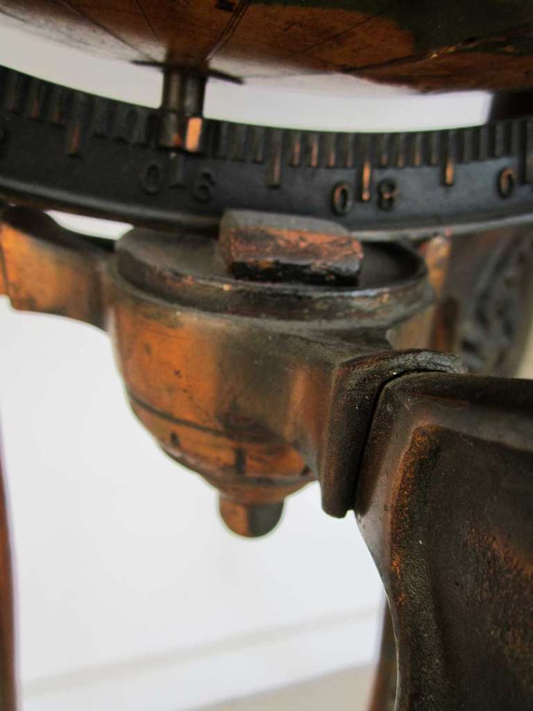 Antique Hammond Globe with Brass Base and Glass Castors 2
