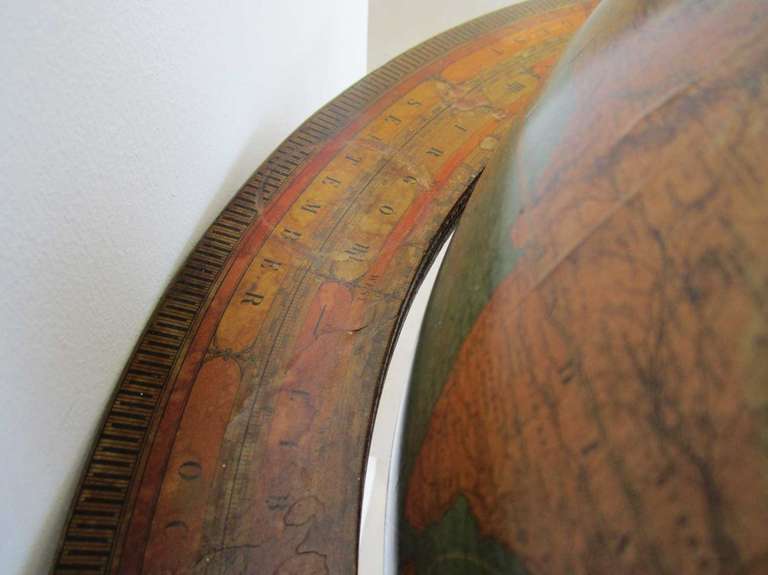 Antique Hammond Globe with Brass Base and Glass Castors In Excellent Condition In West Palm Beach, FL