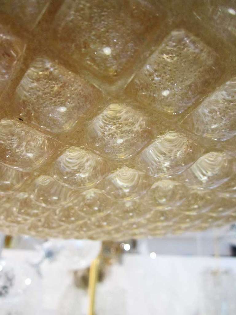 Italian Honeycomb Patterned Glass Flush Mount Light Fixture