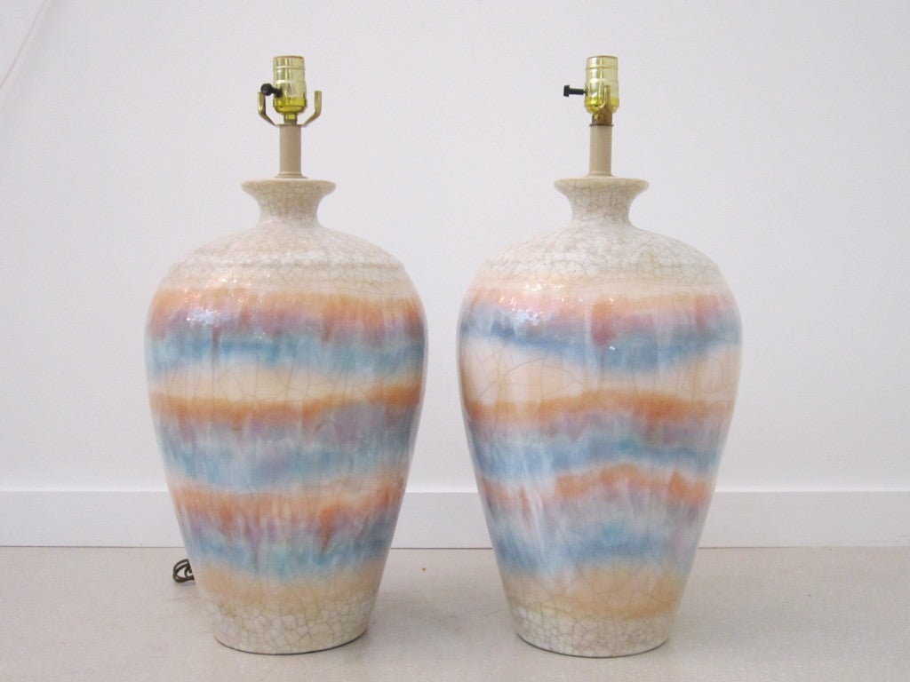 Pair of Multi-Colored Rainbow Lamps