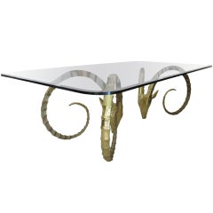 Vintage Solid Brass Rams Head Dining Table
