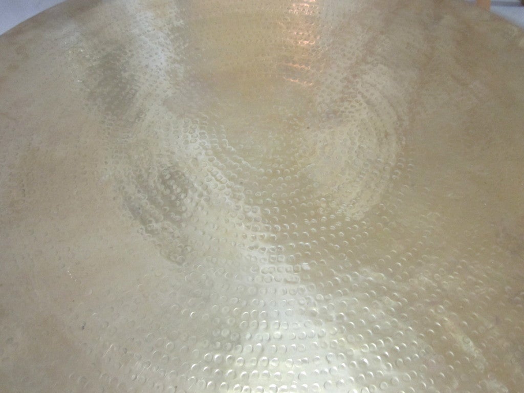 Unknown Large Hammered Brass Drum Table