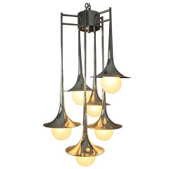 Chrome and Glass Multi-Tiered Light Fixture by Reggiani
