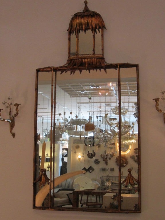 Gilt Metal Pagoda Mirror