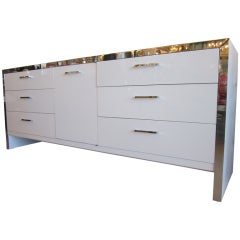 Lacquered White Cabinet with Chrome Details